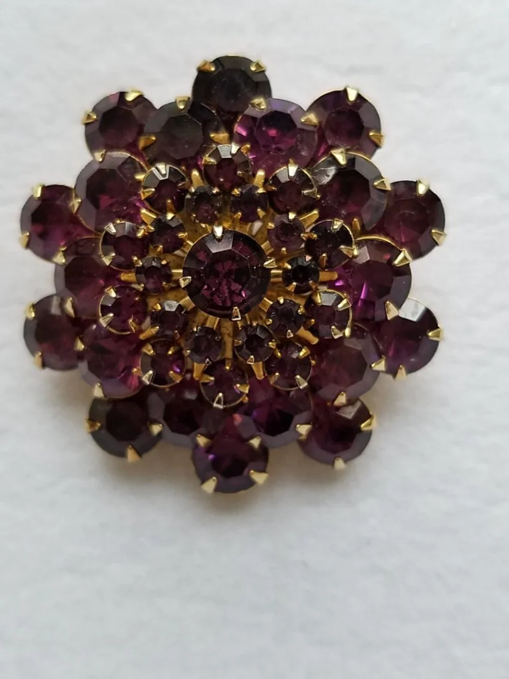 Vintage Purple Faceted Rhinestone Stacked Brooch